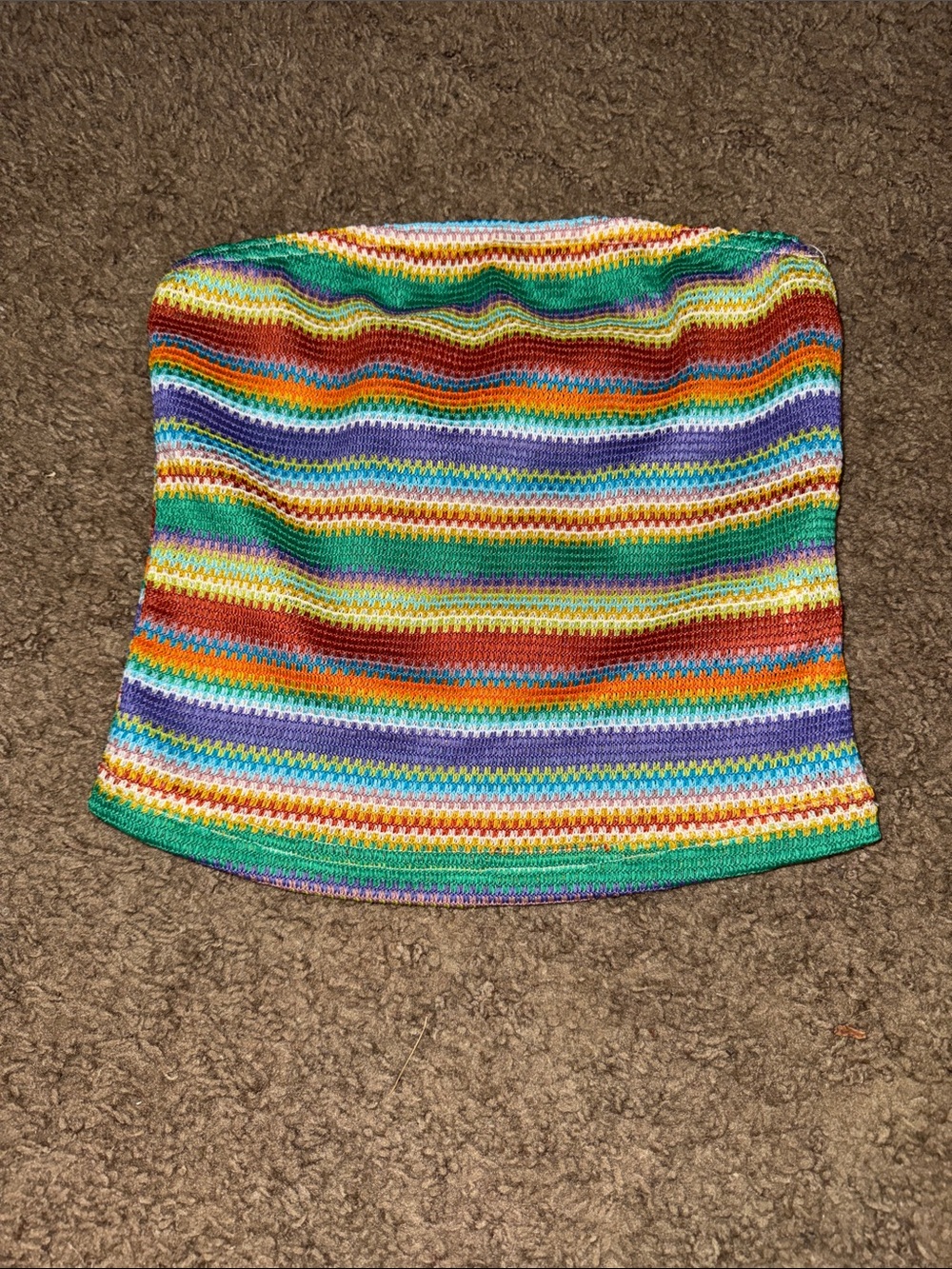 Multicolor Striped Crochet Tube Top